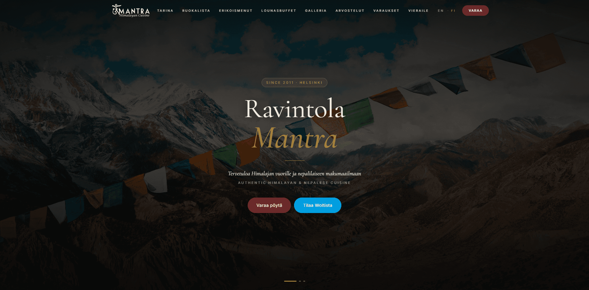Ravintola Mantra website